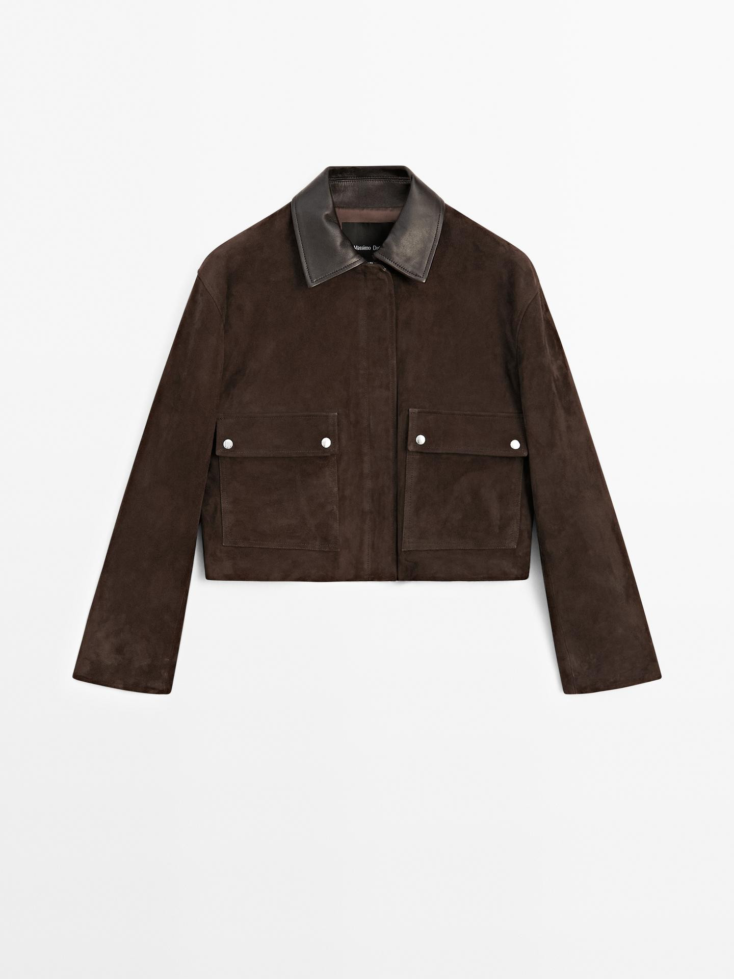 Short suede leather jacket with pockets | Massimo Dutti US