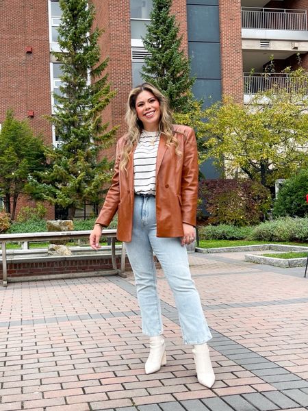 Another casual look for the office!! Honestly this looks is so versatile pair it with sneakers or platform Uggs and you have a completely different fall look that you can wear pretty much anywhere! 

I got this leather blazer from Zara last year but I linked a similar one on LTK

#LTKstyletip #LTKworkwear #LTKmidsize