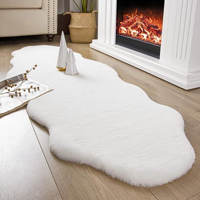 Ashler HOME DECO Ultra Soft Faux Rabbit Fur Rug, Area Rugs for Bedroom Floor Sofa Living Room, Ca... | Amazon (US)