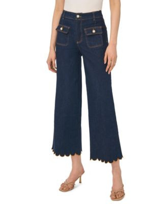 CeCe Women's Scallop Hem Mid-Rise Jeans - Indigo Night | Macy's