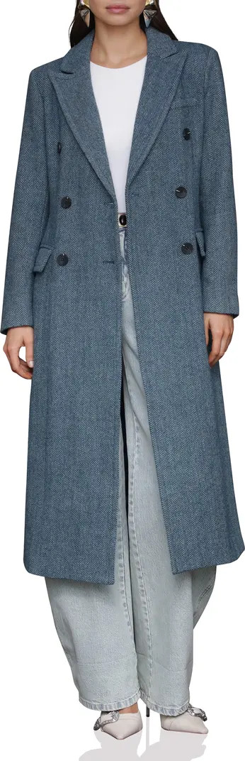 Avec Les Filles Strong Shoulder Double Breasted Herringbone Coat | Nordstrom | Nordstrom