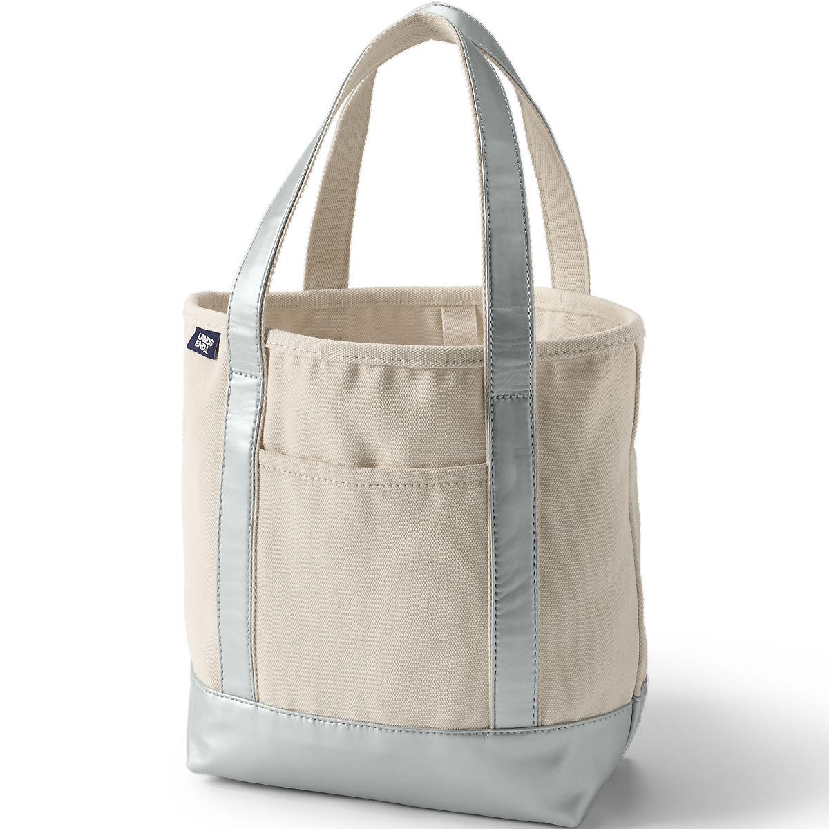 Medium Metallic 5 Pocket Open Top Canvas Tote Bag | Lands' End (US)