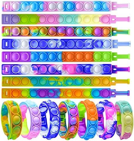 Qabfwe 15PCS Pop Fidget Bracelets Toys, Durable and Adjustable,Stress Relief Wristband Fidget Toy... | Amazon (US)