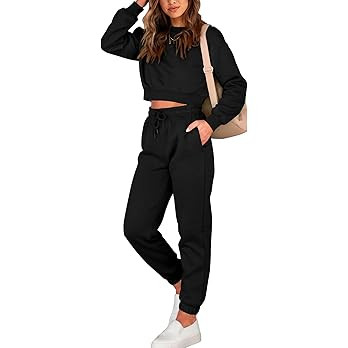 BTFBM Women 2 Piece Outfits Long Sleeve Crop Top Pullover Drawstring Pant Jogger Set Casual Sweat... | Amazon (US)