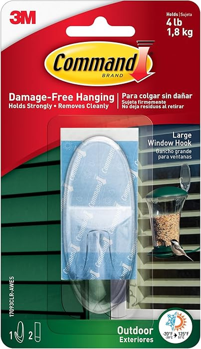 Command Outdoor Large Clear Wall Hooks, 1 Hook and 2 Command Strips, Damage-Free Hanging Wall Hoo... | Amazon (US)