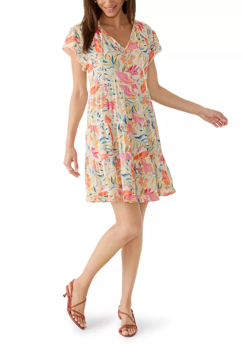 Women's Split Neck Tiered Shift Dress | Belk