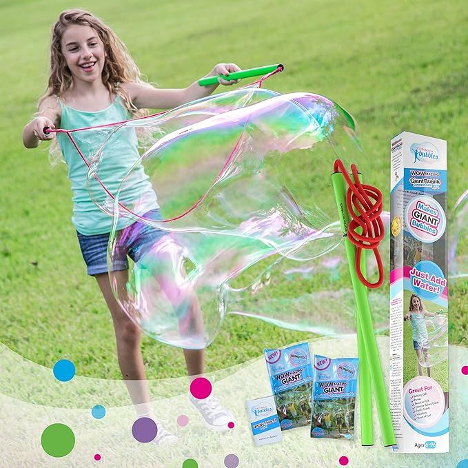 Amazon.com: WOWMAZING Giant Bubble Wands Kit: (4-Piece Set) | Incl. Wand, Big Bubble Concentrate ... | Amazon (US)