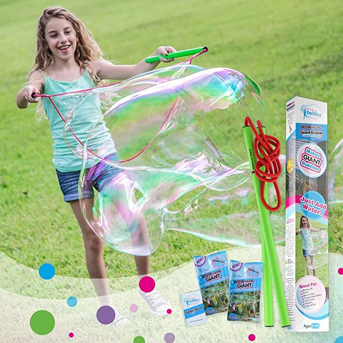 WOWMAZING Giant Bubble Wands Kit: (4-Piece Set) | Incl. Wand, Big Bubble Concentrate and Tips & T... | Amazon (US)