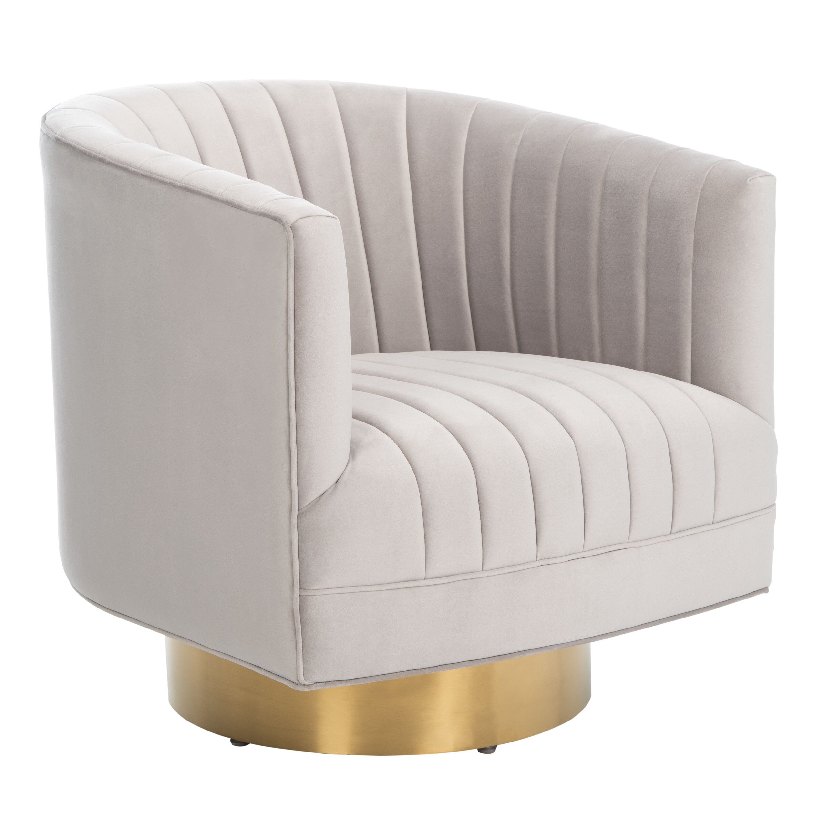 Safavieh  Couture Josephine Swivel Barrel Velvet Chair - 28" W x 31" L x 30" H Pale Taupe/Gold | Walmart (US)