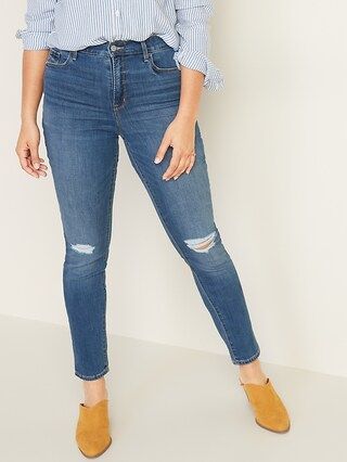 High-Waisted Distressed Pop Icon Skinny Jeans For Women | Old Navy (US)