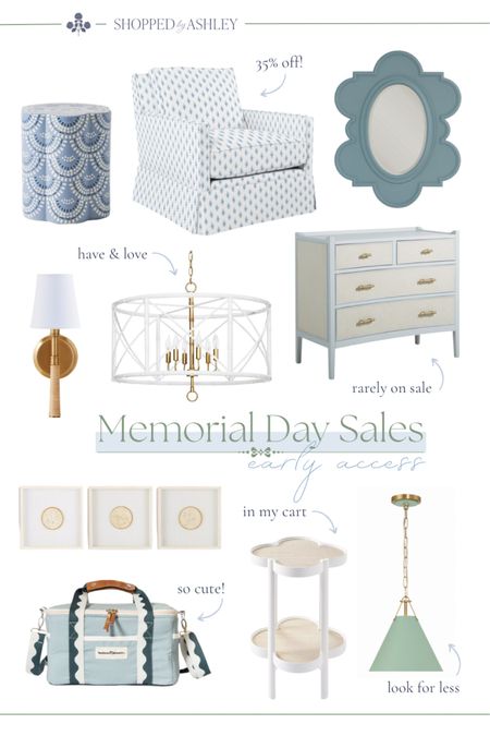 Memorial Day sales are here! This is one of the best times of the year to shop & save on home decor & furniture 🙌🏻

Memorial Day sales, Ballard designs, Serena and lily, pottery barn, designer sale, designer home sale, intaglio art, martini table, chandelier, blockprint chair, scallop mirror, pendant light, classic home, classic style, grandmillennial, grandmillennial home, coastal grandmother, blue and white 

#LTKHome #LTKSaleAlert