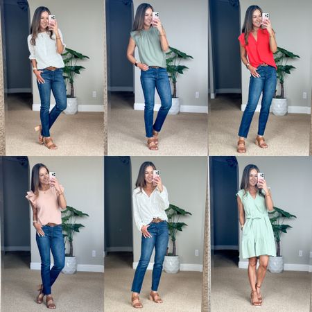 Gibsonlook new spring arrivals! 
Save 10% code HOLLY10
Wearing a size XXS and everything and a 24 in the jeans. 
This brand tends to run bag so size down.

#LTKunder100 #LTKsalealert #LTKstyletip