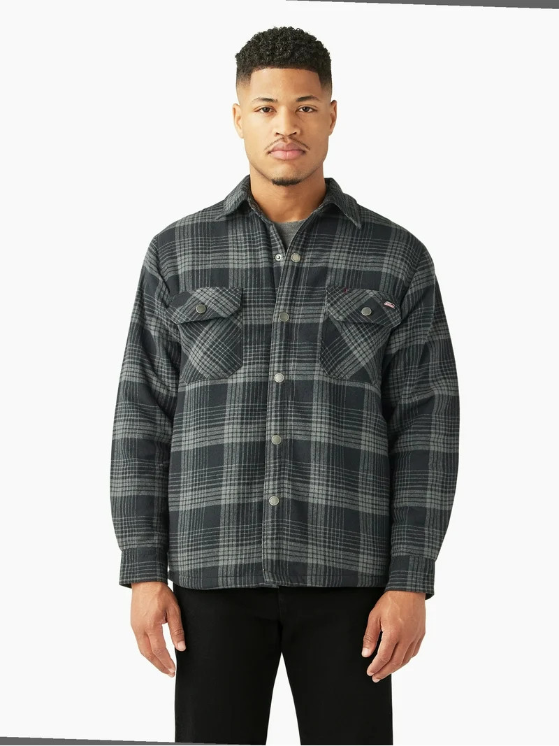 Genuine Dickies Men's Fleece Lined Flannel Shirt Jacket - Walmart.com | Walmart (US)