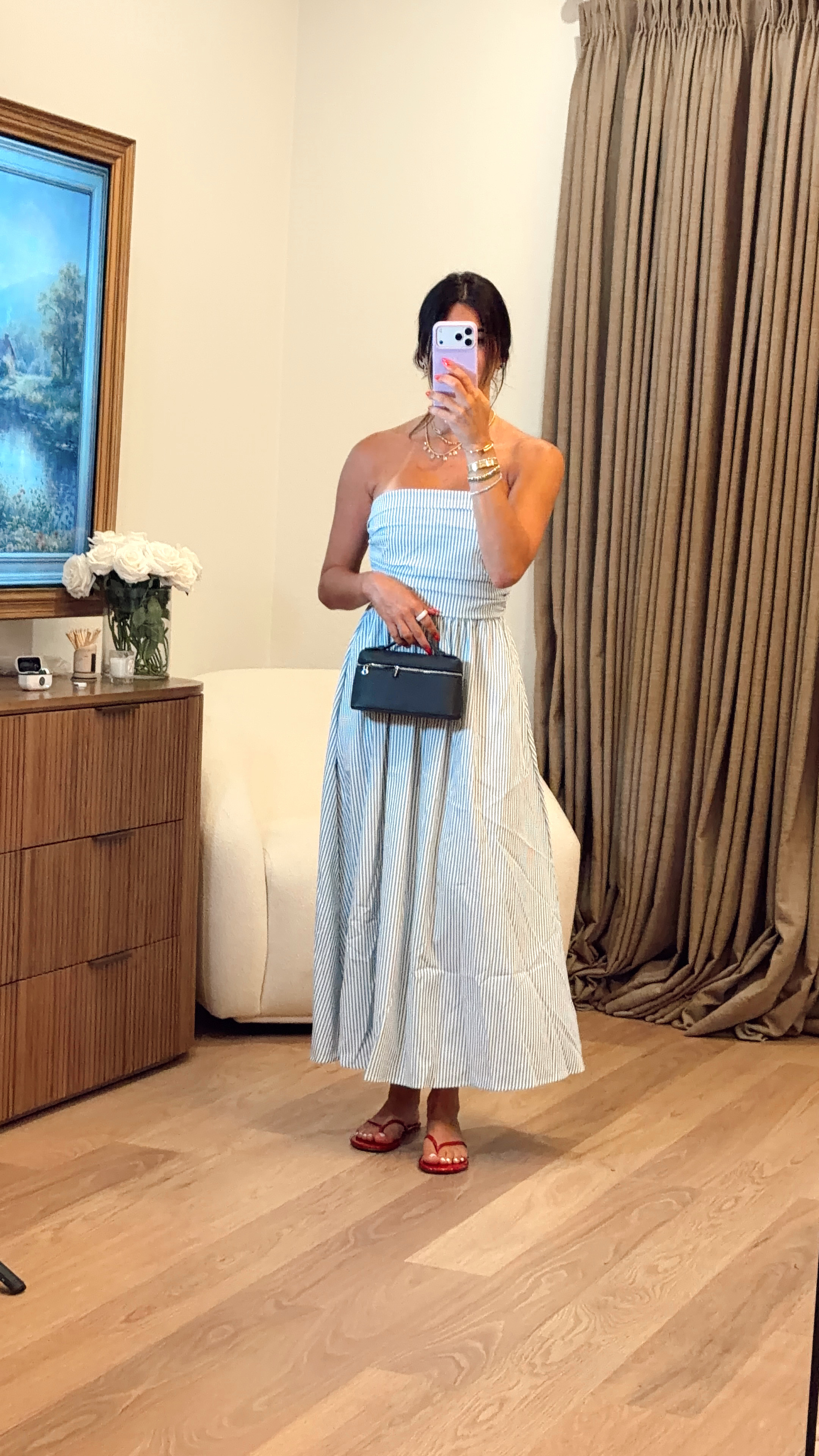 Chic summer outfit featuring a stripe dress and a crossbody bag. Perfect for any summer occasion! 🌞 

#SummerOutfit #ChicAndSimple 

 #LTKootd #LTKBeauty