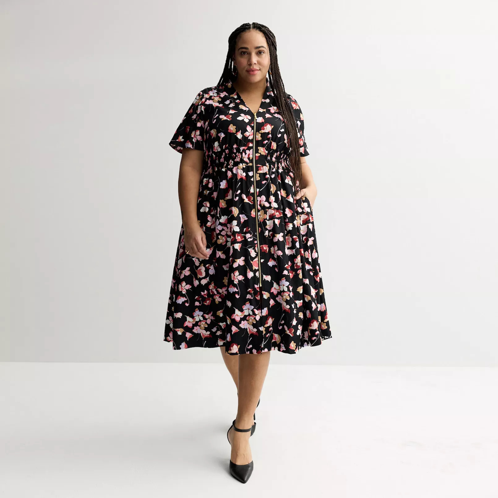 Plus Size Nine West Zip Front Midi Dress | Kohl's