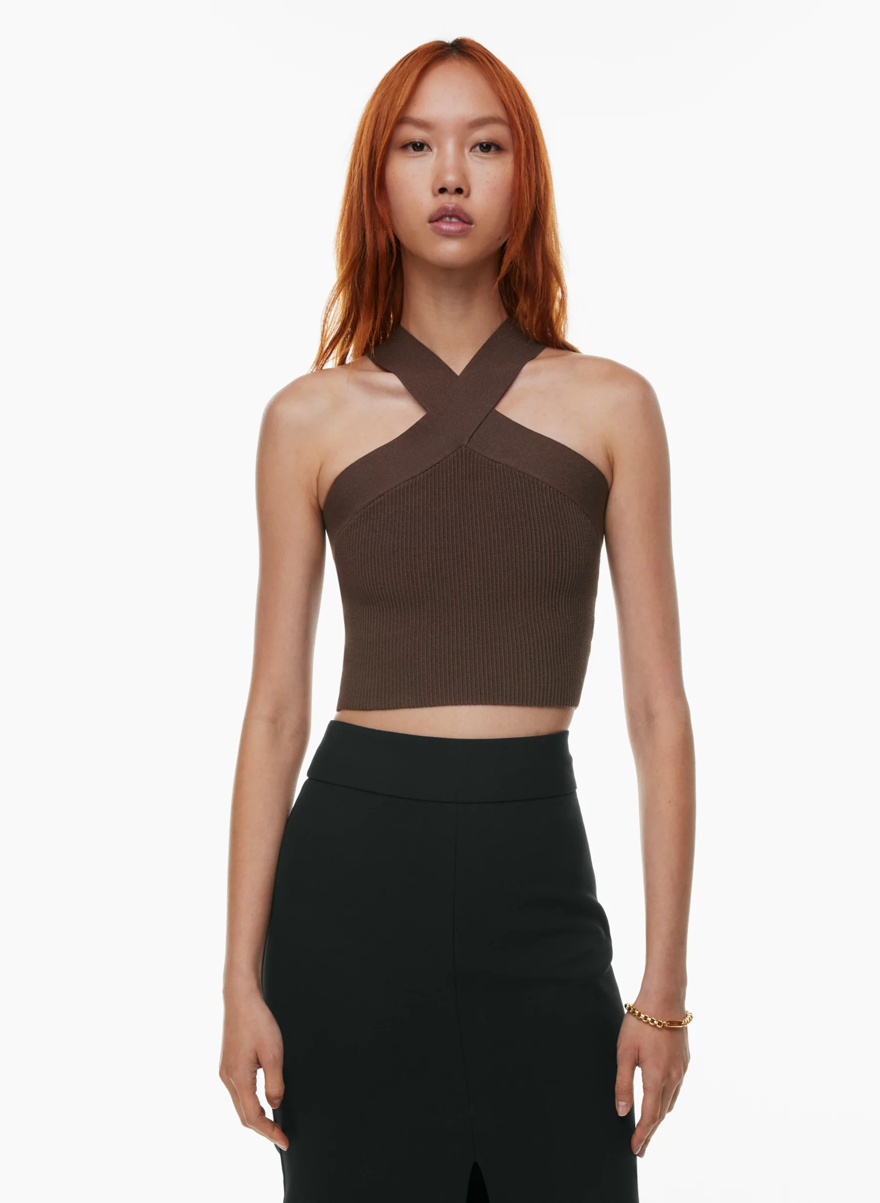SCULPT KNIT CRISS CROSS CROPPED TANK | Aritzia