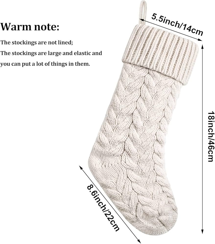18 Inches Christmas Stockings Knit Xmas Stockings Large Fireplace Hanging Stockings for Family Ch... | Amazon (US)