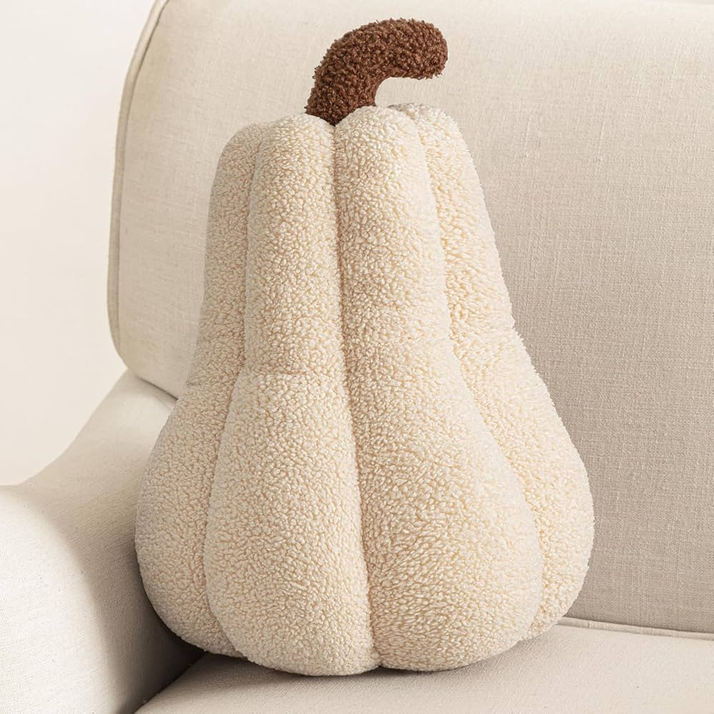 Phantoscope Teddy Fleece Squash Pumpkin Throw Pillows Ultra Soft Sherpa Decorative Cute 3D Shaped... | Amazon (US)