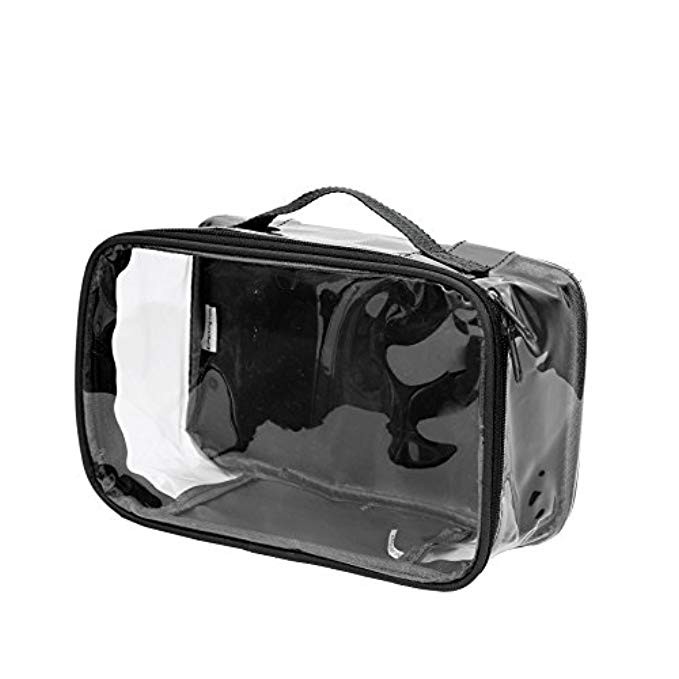 Clear Toiletry Makeup Bag, Travel Case, Cosmetic Organizer PVC Plastic w/Handle | Amazon (US)