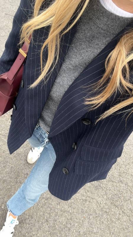 Blazer size small
Sweater size small
Tank size small
Jeans tts
Sneakers I wear a women’s US 8 and took a men’s US 7

#LTKfindsunder100 #LTKover40 #LTKstyletip