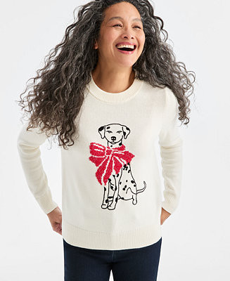 Style & Co Women's Crewneck Holiday Whimsy Sweater, Macy's Exclusive - Macy's | Macy's