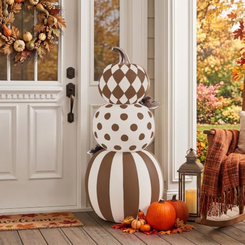 Amyhill 35" Stacked Pumpkin Porch Door Decor Fall Porch Sign Decor Outdoor | Amazon (US)