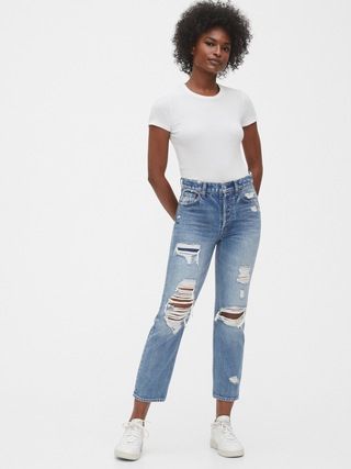 High Rise Destructed Cheeky Straight Jeans | Gap (US)