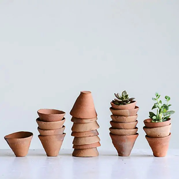 Mini Terracotta Pot Set of 6 | Antique Farm House