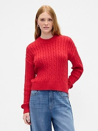 Relaxed Cable-Knit Crewneck Sweater | Gap Factory