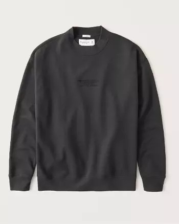 Abercrombie & Fitch Mens Mock Crew Sweatshirt in Black - Size S | Abercrombie & Fitch US & UK