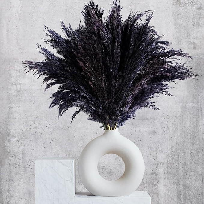 (10 Units) Black Pampas Grass, (17 inch Large). Black Pampas Grass Decor Fluffy. Small Pampas Gra... | Amazon (US)