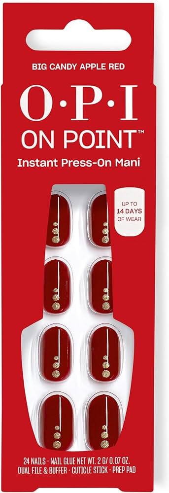 OPI On Point Press On Nails | Short Round Nail Art Press On Nails | 24 Count With Nail Glue | Lon... | Amazon (US)