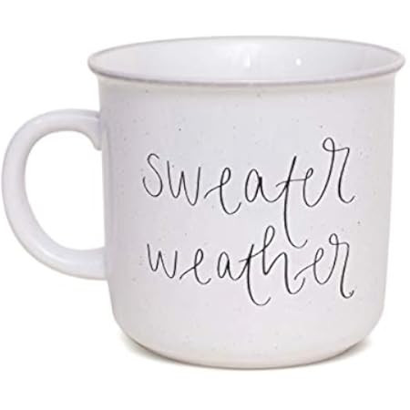 Fall Enamel Camping Coffee Mug"Sweater Weather" Tin Cup 15 Ounce (White) | Amazon (US)