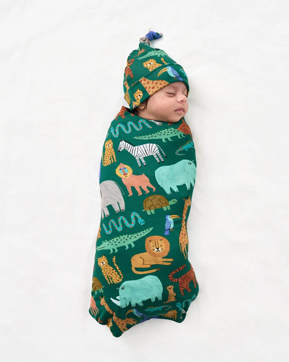 Wild Zoo Swaddle & Hat Set | Little Sleepies
