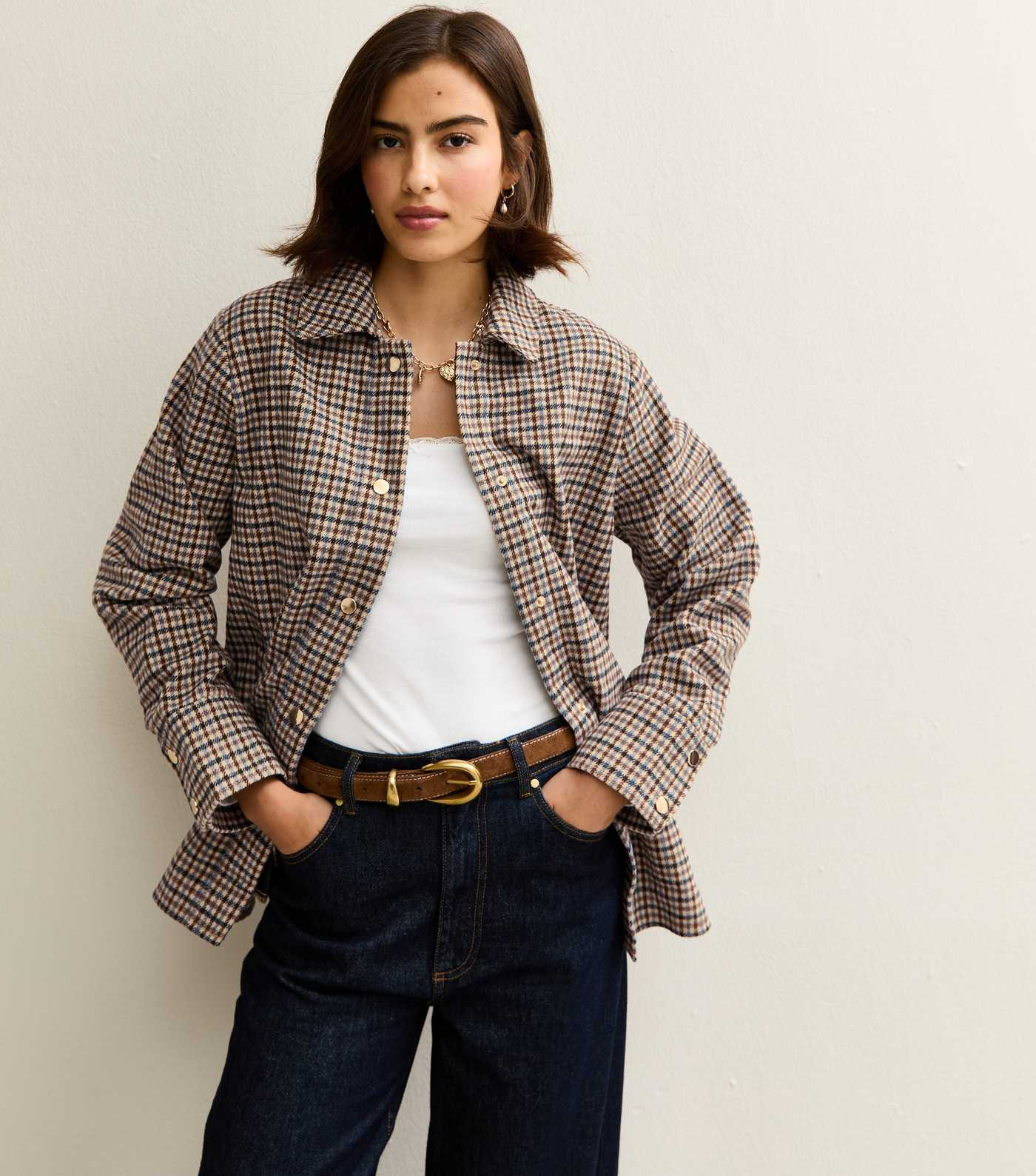 Brown Checked Shacket | New Look | New Look (UK)