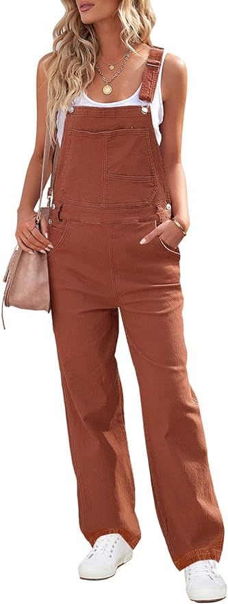 luvamia Women's Casual Vintage Overalls Loose Straight Denim Bib Overall Jean Pants | Amazon (US)