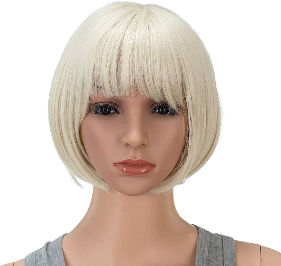 SWACC 10 Inch Short Straight Bob Wig with Bangs Synthetic Colorful Cosplay Daily Party Flapper Wi... | Amazon (US)
