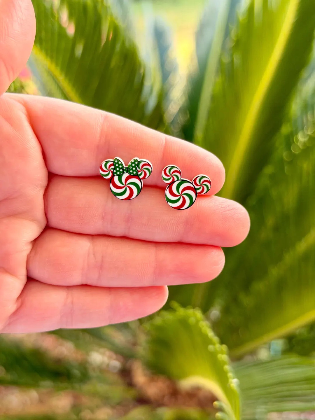 Peppermint Twist Mouse Earrings/disney Christmas Jewelry/disney Christmas Accessories/stud Earrin... | Etsy (US)