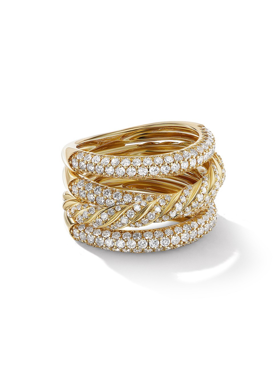 Women's Pavéflex 4-Row Ring In 18K Yellow Gold With Diamonds - Gold - Size 8 | Saks Fifth Avenue
