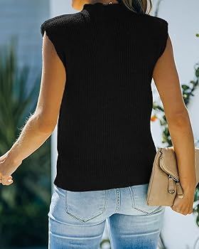 Amarmia Women's Mock Neck Knit Sweater Vest Sleeveless Casual Trendy Summer Ribbed Pullover Tank ... | Amazon (US)