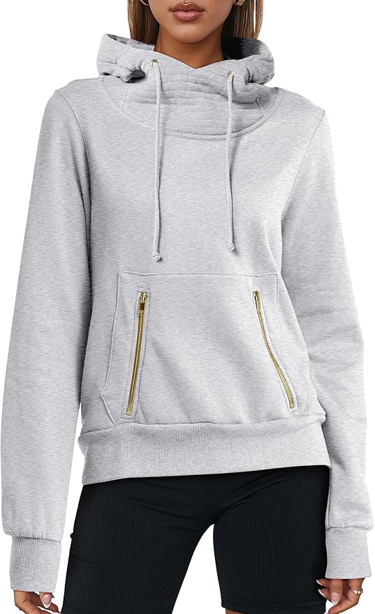 ANRABESS Womens Hoodie Cowl Neck Long Sleeve Sweatshirts 2024 Winter Fashion Pullover With Drawst... | Amazon (US)
