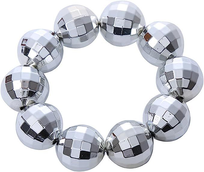 Kicomvi Disco Ball Earrings Bracelet Necklace Set Silver Mirror Ball Earrings 60's 70's Dance Par... | Amazon (US)