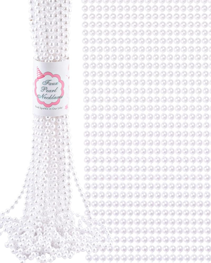 Faux Pearl Bead Necklace Bulk Women Beads Necklaces for Flapper Tea Party Wedding Decorations Val... | Amazon (US)
