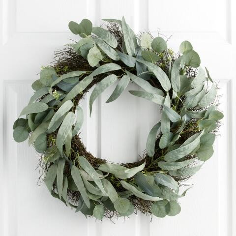 Pier Place Faux Mixed Eucalyptus Wreath | World Market