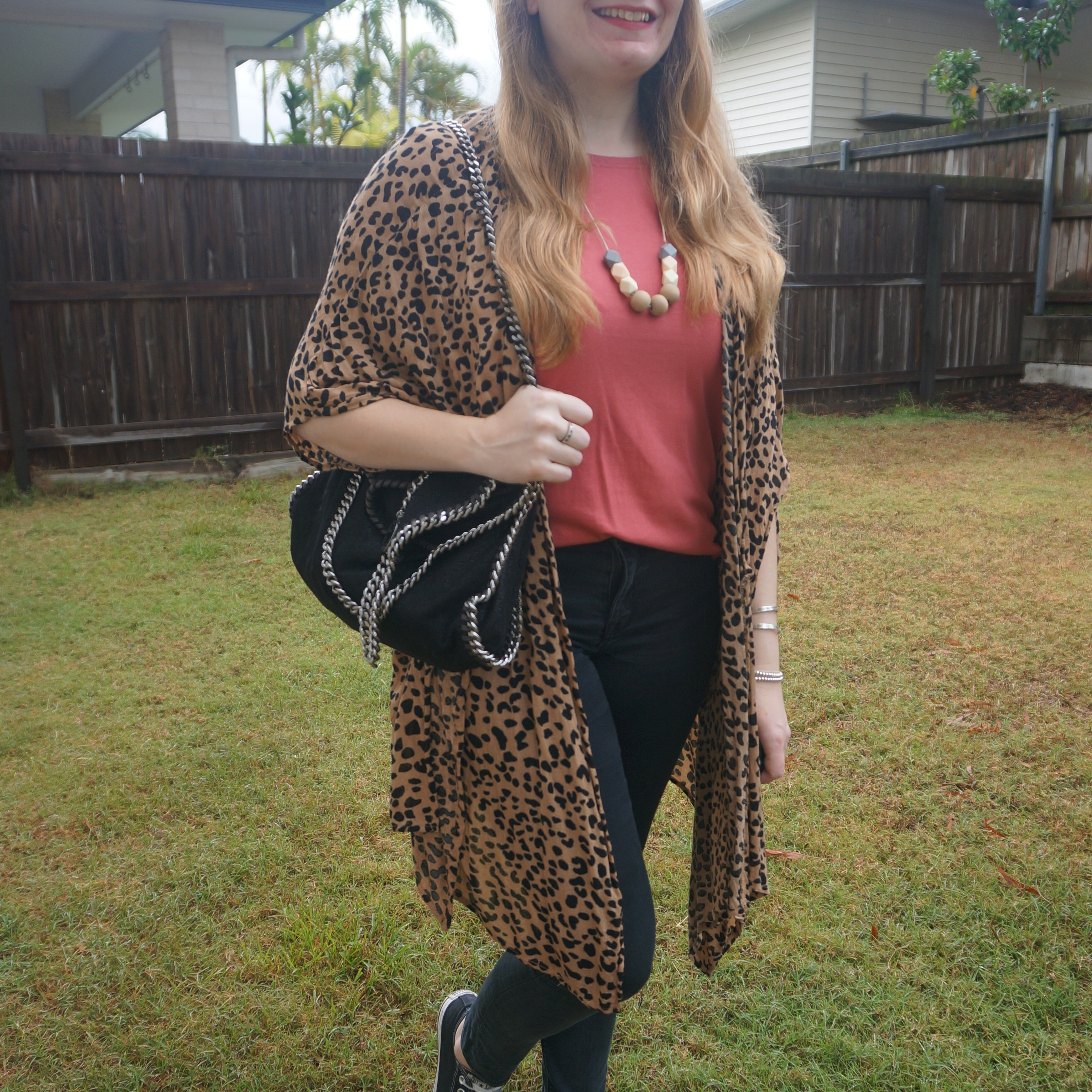 Jeans and tee with a leopard print cover up and thrifted black Stella McCartney falabella bag. The also thrifted coral tee adds a little colour ❤️

#LTKaustralia #LTKspring #LTKbag
