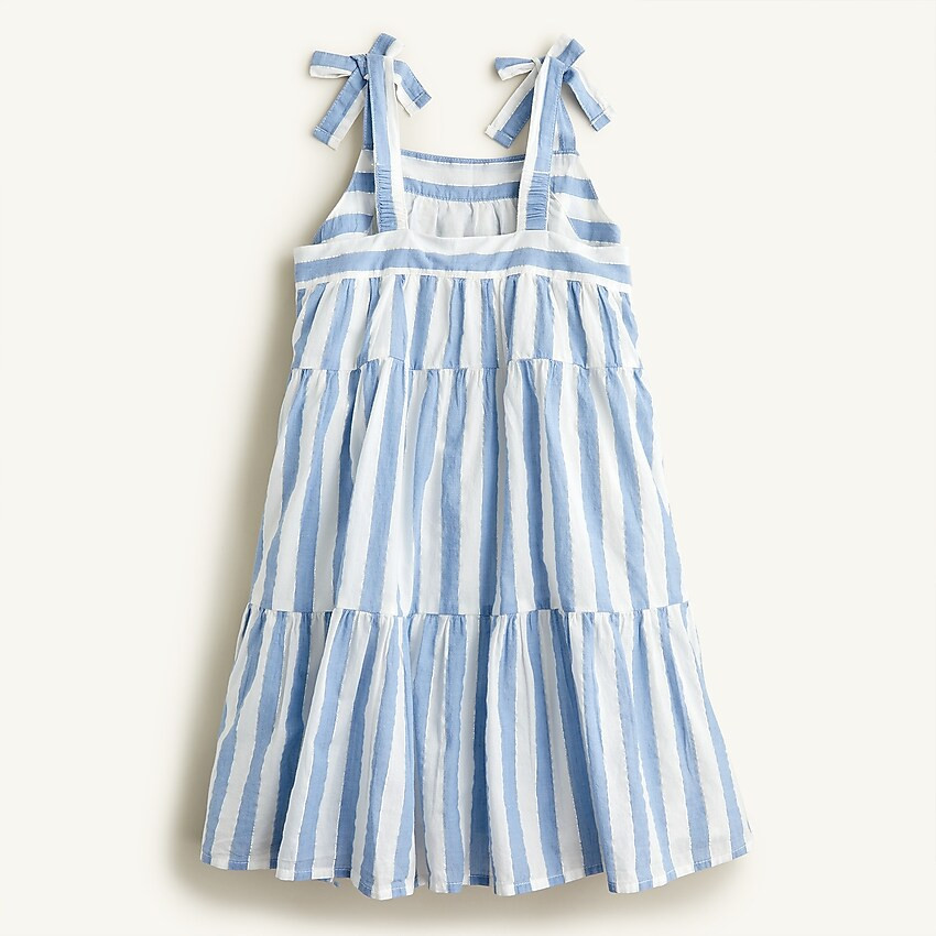 Girls' tie-shoulder dress in shiny stripe | J. Crew US