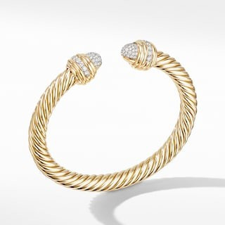 Cable Bracelet in 18K Yellow with Diamonds | David Yurman
