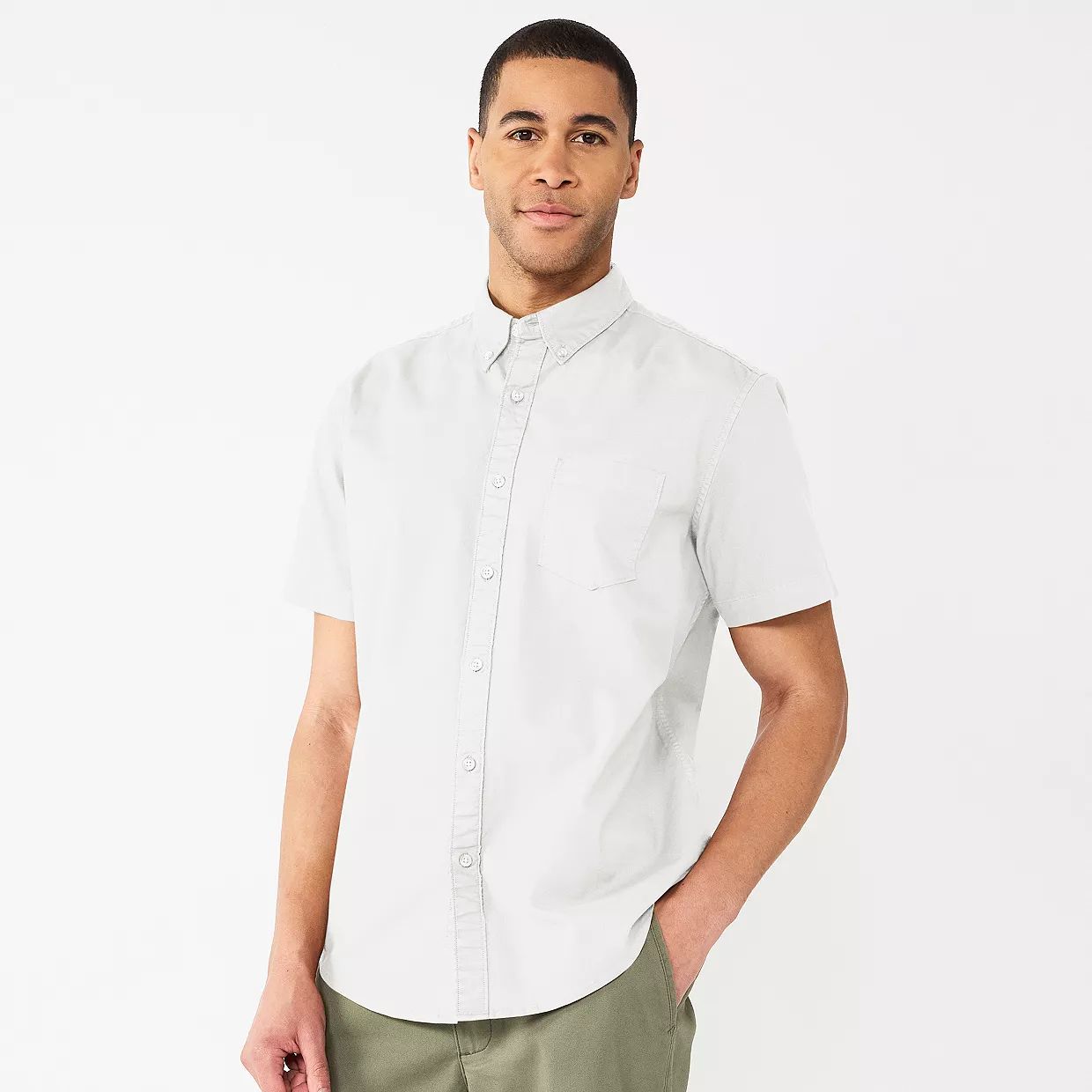 Men's Sonoma Goods For Life® Short Sleeve Perfect Length Button Down Shirt | Kohl's