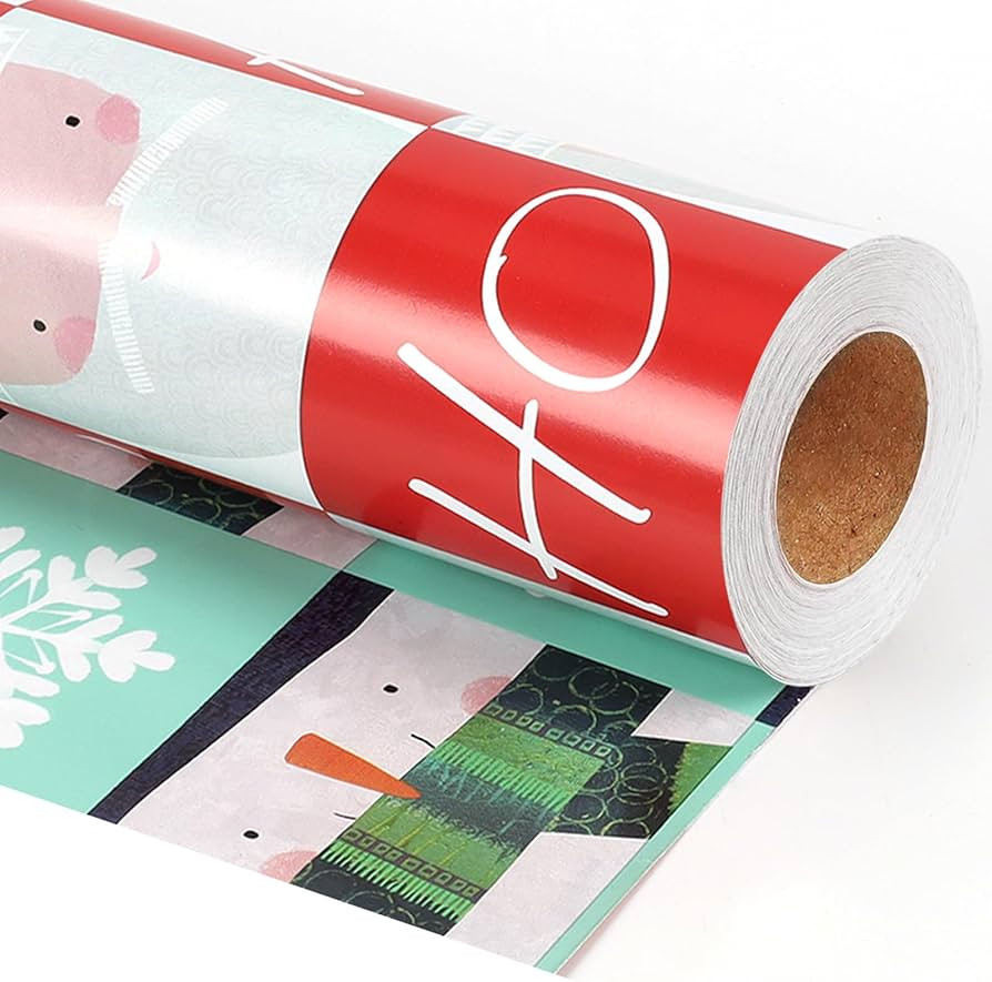 LaRibbons Reversible Christmas Wrapping Paper Roll with Red Pom Pom, 30 Inch × 40 Feet (100 sq. ... | Amazon (US)
