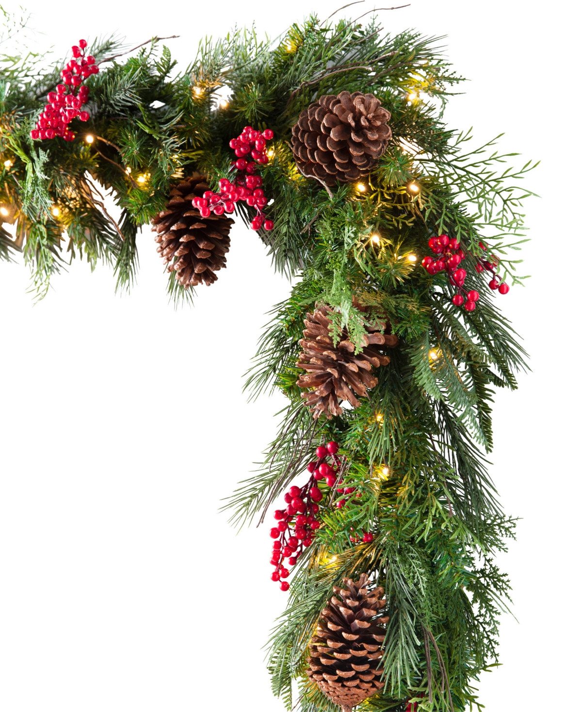Balsam Hill 10 ft Outdoor Berry Pine Pre-Lit Garland - Green | Macy's